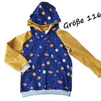 Kapuzenpullover Hoodie Jungenpullover Größe 116 - Galaxy blau ocker Bild 1