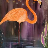 "Flamingo im Mondschein" 50 x 70 cm Acrylbild Bild 1