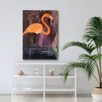 "Flamingo im Mondschein" 50 x 70 cm Acrylbild Bild 4