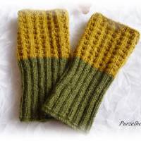 Handgestrickte Pulswärmer/Armstulpen aus Baumwolle,Wolle,Alpaka - Geschenk,flauschig,weich,warm,modern Bild 1