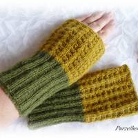 Handgestrickte Pulswärmer/Armstulpen aus Baumwolle,Wolle,Alpaka - Geschenk,flauschig,weich,warm,modern Bild 2