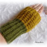 Handgestrickte Pulswärmer/Armstulpen aus Baumwolle,Wolle,Alpaka - Geschenk,flauschig,weich,warm,modern Bild 3