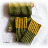 Handgestrickte Pulswärmer/Armstulpen aus Baumwolle,Wolle,Alpaka - Geschenk,flauschig,weich,warm,modern Bild 4