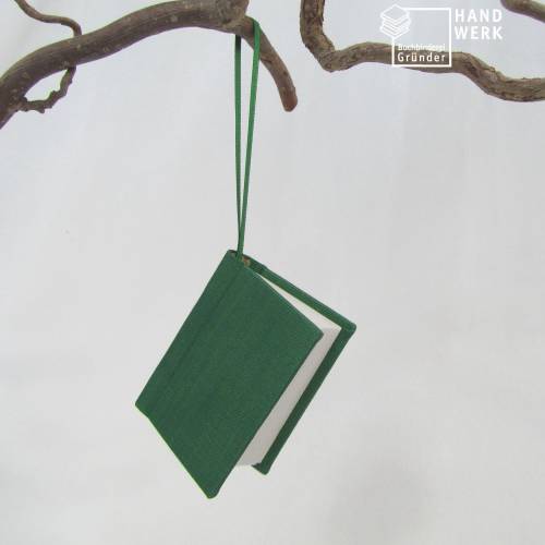 Dekoration Minibuch, duo-linde dunkelgrün, Mini-Notizbuch, handgefertigt