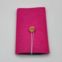 Handytasche mit Kartenfach, Handyhülle, Handysleeve, Filz pink, Schmetterling Bild 2