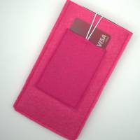 Handytasche mit Kartenfach, Handyhülle, Handysleeve, Filz pink, Schmetterling Bild 8