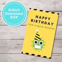 Corona Geburtstagskarte mit Umschlag, sofort Download als PDF Bild 1