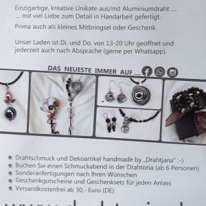 DRAHTORIA 1 Paar edle Ohrhänger aus Aludraht Ohrringe mit Edelstahl Ohrhaken mit Perle türkis leuchtend Bild 3