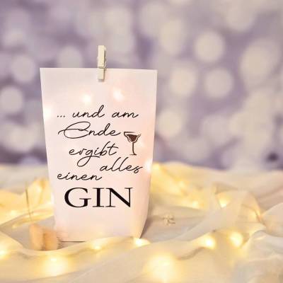 Lichtertüte mit Spruch Gin / Mitbringsel / Wohn Accessoires Dekoration / Geschenkidee unter 10€