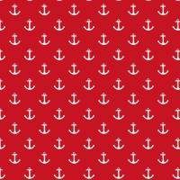 Baumwollstoff Popeline weiße Anker auf rot maritim 1,50m Breite Frühlings Stoffe Bild 1