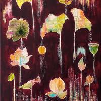 "Lotusblumen" 60 x 80 cm Acrylbild Bild 1