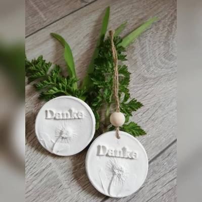 Duftstein Aromastein Duftspender Duftanhänger DUFTTALER Natur Pflanzen "Danke" mit Gänseblume