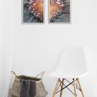 Zweiteiliges original abstraktes Gemälde Herz rot-schwarz | moderne Acrylmalerei Liebe | Wandbild Deko für Wohnzimmer | Bild 3