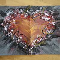 Zweiteiliges original abstraktes Gemälde Herz rot-schwarz | moderne Acrylmalerei Liebe | Wandbild Deko für Wohnzimmer | Bild 7