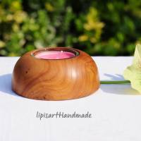 Edler Teelichthalter - Rüster (Ulme) Holz gedrechselt Halbkugel 1 Bild 1