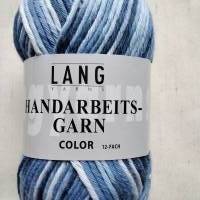 50g Lang Yarns Handarbeitsgarn color, Topflappenwolle, Fb.34, blau, Baumwolle, LL 84m, Farbverlaufsgarn Bild 1