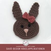 Hase Applikation, Häkelapplikation Kaninchen zum Aufnähen für Kinder, Ostern Osterhase Bild 2