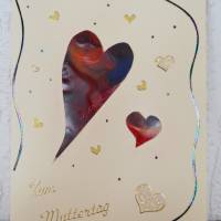 Muttertag – sehr schöne Karte mit schwebenden Herzen – Original Malerei - Design  Ulrike Kröll Bild 1