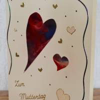 Muttertag – sehr schöne Karte mit schwebenden Herzen – Original Malerei - Design  Ulrike Kröll Bild 2