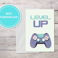 Level Up Geburtstagskarte Gamer Girl sofort Download, PDF Bild 2