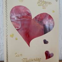 Herzchen zum Muttertag – Karte mit Original Encaustic-Malerei – Design  Ulrike Kröll Bild 1