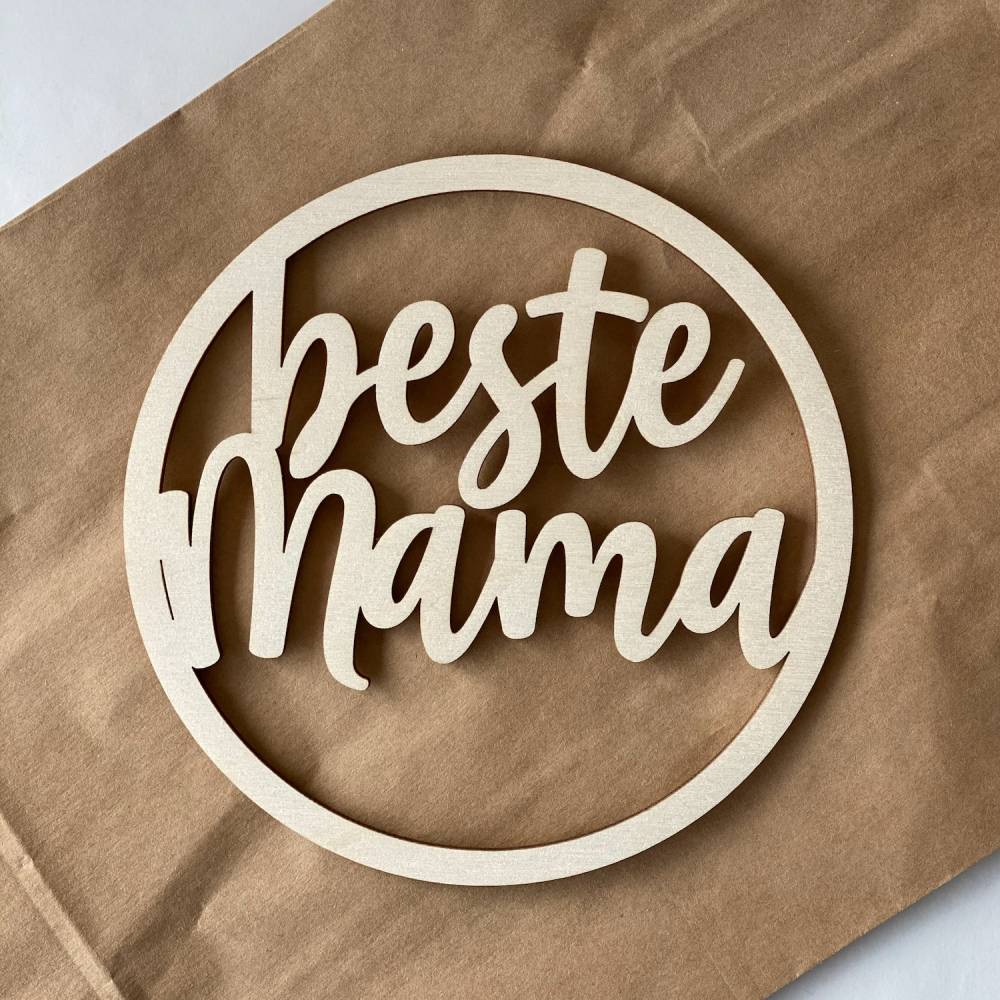 Kleiner Türkranz aus Holz mit Schriftzug "beste Mama" 15cm Bild 1