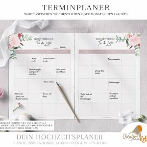 HOCHZEITSPLANER zum Ausdrucken |  Hochzeitsplanung DIY  oder Planer für die Trauzeugin | DIN A4 | 130 Seiten Bild 5