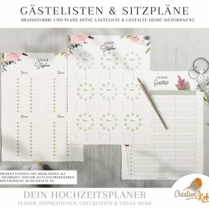 HOCHZEITSPLANER zum Ausdrucken |  Hochzeitsplanung DIY  oder Planer für die Trauzeugin | DIN A4 | 130 Seiten Bild 8