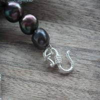 Traumhaft schöne echte Süßwasser Perlen-Kette mit Echt Silber Zwischenteil,Extravagante,Handgefertigte Perlen-Kette,Pfau Bild 6