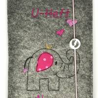 personalisierte U-Heft Hülle "Elefanten-Mädchen" aus Filz, Bild 2