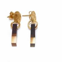 Ohrhänger, Gold trifft Holzschmuck mit Transparenz, moderne goldene Edelstahl Ohrstecker,  in natürlichen Farbnuancen, Bild 5