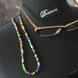 DRAHTORIA Brillenhalter Brillenkette Maskenhalter Kette Perlenkette Halskette Airpodhalter Lavastein - Perlen, Glasperle Bild 2