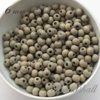 50 Holzperlen 6 mm Perlen Farbe Graugrün (gefärbt) Bild 1