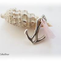 Ein Charm Anker mit Quaste - Schmuckanhänger,Wechselanhänger,Geschenk,Muttertag,maritim,rosa Bild 1