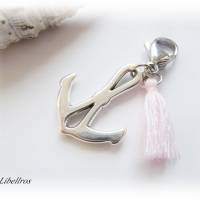 Ein Charm Anker mit Quaste - Schmuckanhänger,Wechselanhänger,Geschenk,Muttertag,maritim,rosa Bild 2