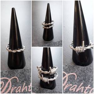 DRAHTORIA zarter Ring aus Aludraht gedreht schlicht silber oder helles Gold Doppelring auch als Daumenring Unikat Bild 6