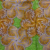 Wachsbatik-Stoff - 50cm/Einheit - große Blüten Grün, Gelb, Braun - afrikanischer Baumwollstoff - Wachsdruck Bild 4