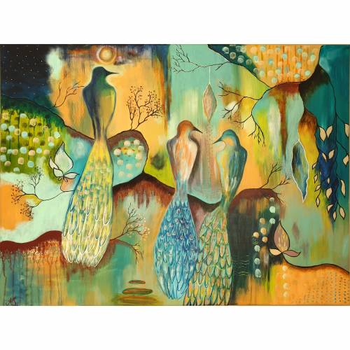 "Vogelstimmen des Waldes" 60 x 80 cm Acrylbild 