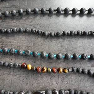 DRAHTORIA Kette für den Mann  mit Lava- und Tigerauge-Perlen sowie Edelstahl Perlenkette Edelstein Männer Herren unisex Bild 7