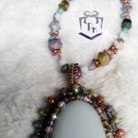 Tolle Halskette mit wunderschönem Anhänger, bestückt mit Picasso Perlen. Absoluter Hingucker!! Unikat!! Bild 4