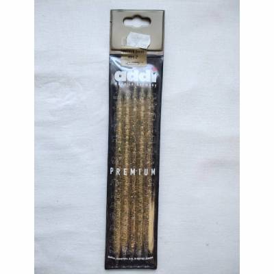 Addi Strumpfstricknadeln/Nadelspiel aus Kunststoff, Goldglitter, Stärke 8mm, Länge 20cm