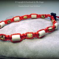 EM-Keramik Halsband in Rot mit eingearbeiteten Goldfaden Bild 1