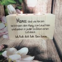Block Holz Familie Spruch Deko Geschenk Geburtstag Teelicht Kerze Muttertag Liebe Mama Schrift Bild 1