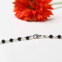 Lava Perlen Kette, echte Perlen mit schwarzer Lava 925er Sterling Silber Bild 4