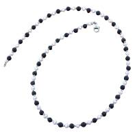 Lava Perlen Kette, echte Perlen mit schwarzer Lava 925er Sterling Silber Bild 5