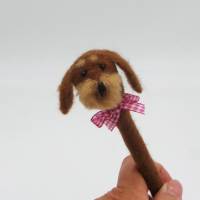 Kugelschreiber Rauhaardackel braun aus Filz, Geschenkidee für Hundebesitzer ein besonderes Schreibgerät. Stift Bild 4