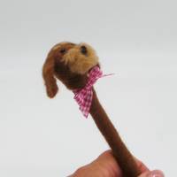 Kugelschreiber Rauhaardackel braun aus Filz, Geschenkidee für Hundebesitzer ein besonderes Schreibgerät. Stift Bild 5