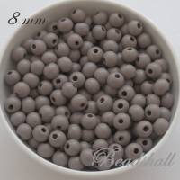 40 Holzperlen 8 mm Perlen Farbe graubeige (gefärbt) Bild 1