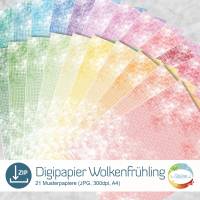 Digipapier Wolkenfrühling in zarten Frühlingsfarben zum selbst ausdrucken als Sofortdownload Bild 1