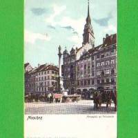Ansichtskarte München - Marienplatz mit Peterskirche - Heliocolorkarte - um 1905 Bild 1